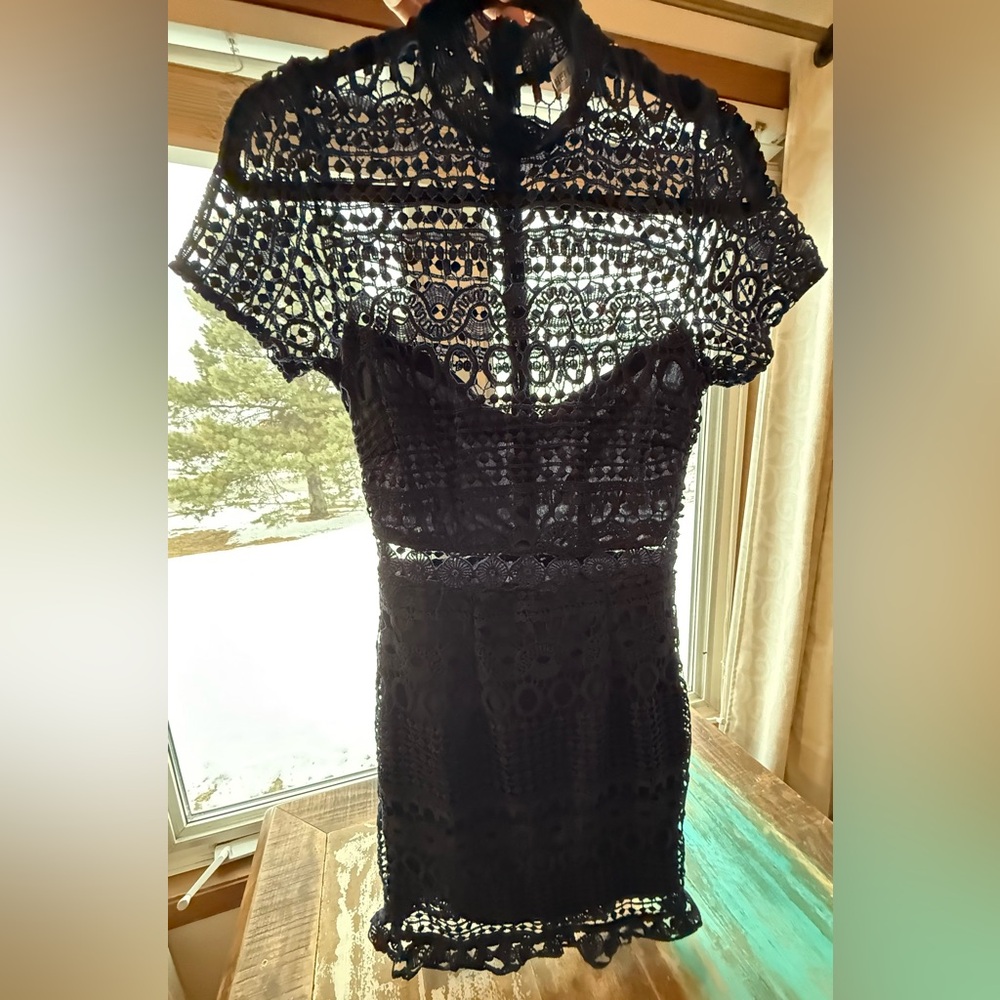 Hello Molly Midnight Blue Lace Mini Dress
